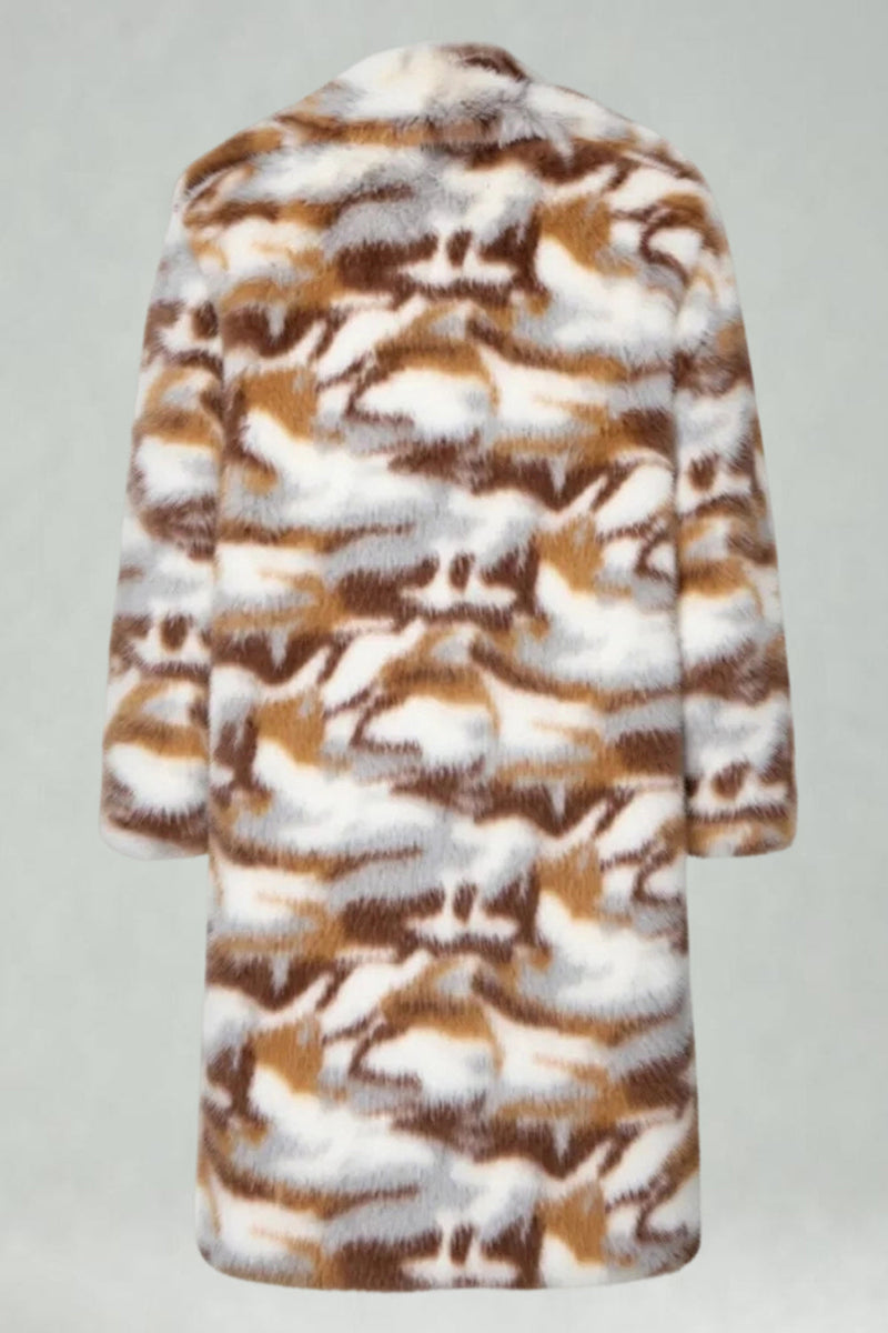 Laden Sie das Bild in den Galerie-Viewer, Herren Aprikosen Tarnkleidung Kunstpelz Schalkragen Langer Mantel