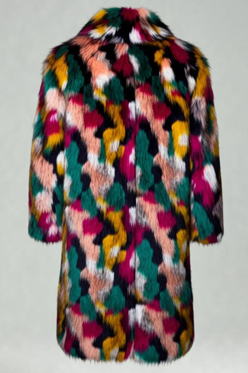 Laden Sie das Bild in den Galerie-Viewer, Dicker Kunstpelz Schalkragen Bunter Wintermantel für Männer