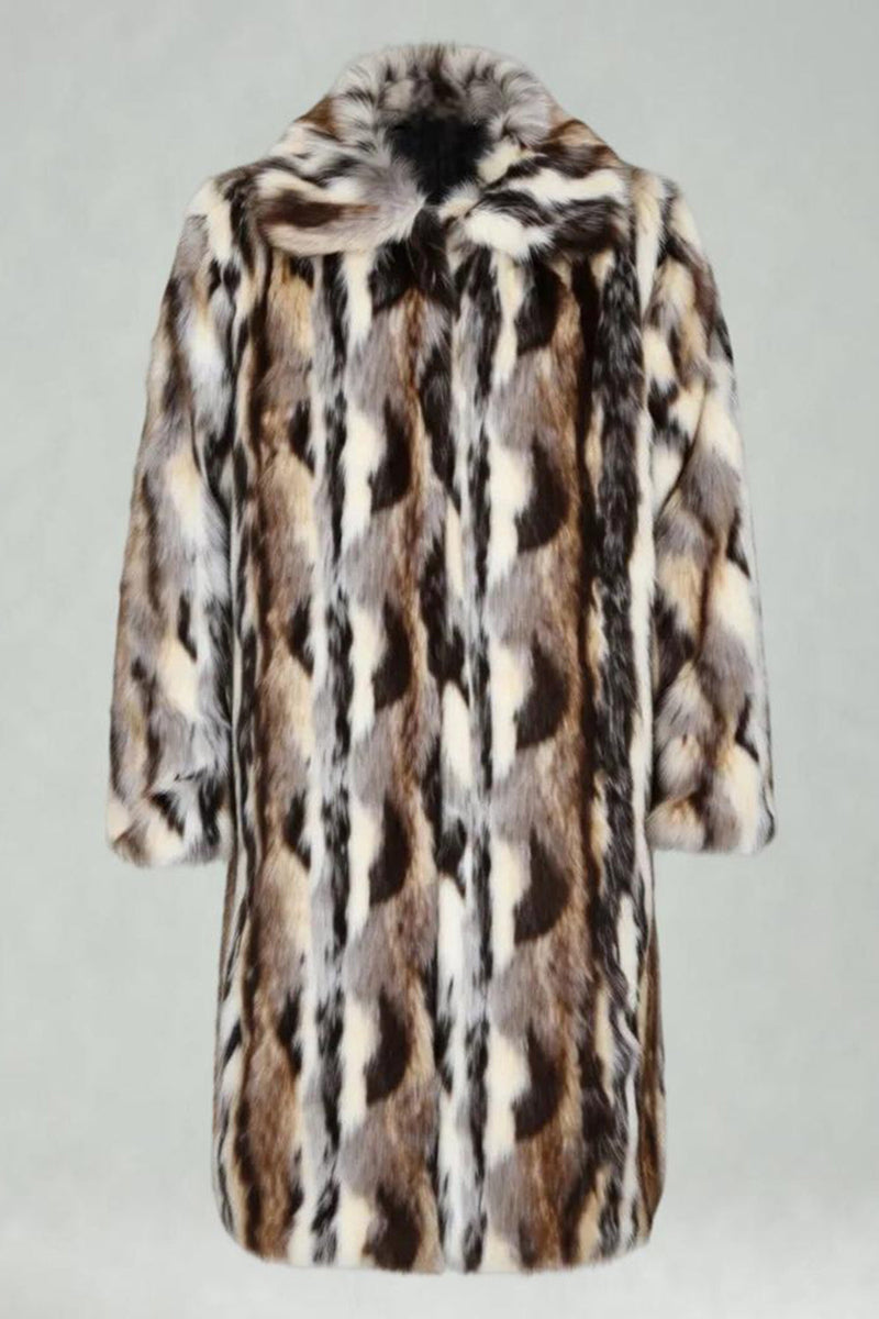 Laden Sie das Bild in den Galerie-Viewer, Herren Faux Fur Grau Kaffee Offen Vorne Wintermantel