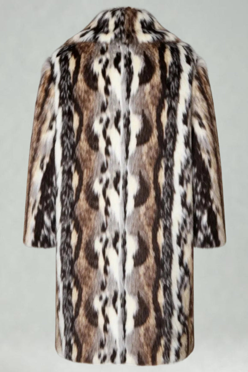 Laden Sie das Bild in den Galerie-Viewer, Herren Faux Fur Grau Kaffee Offen Vorne Wintermantel