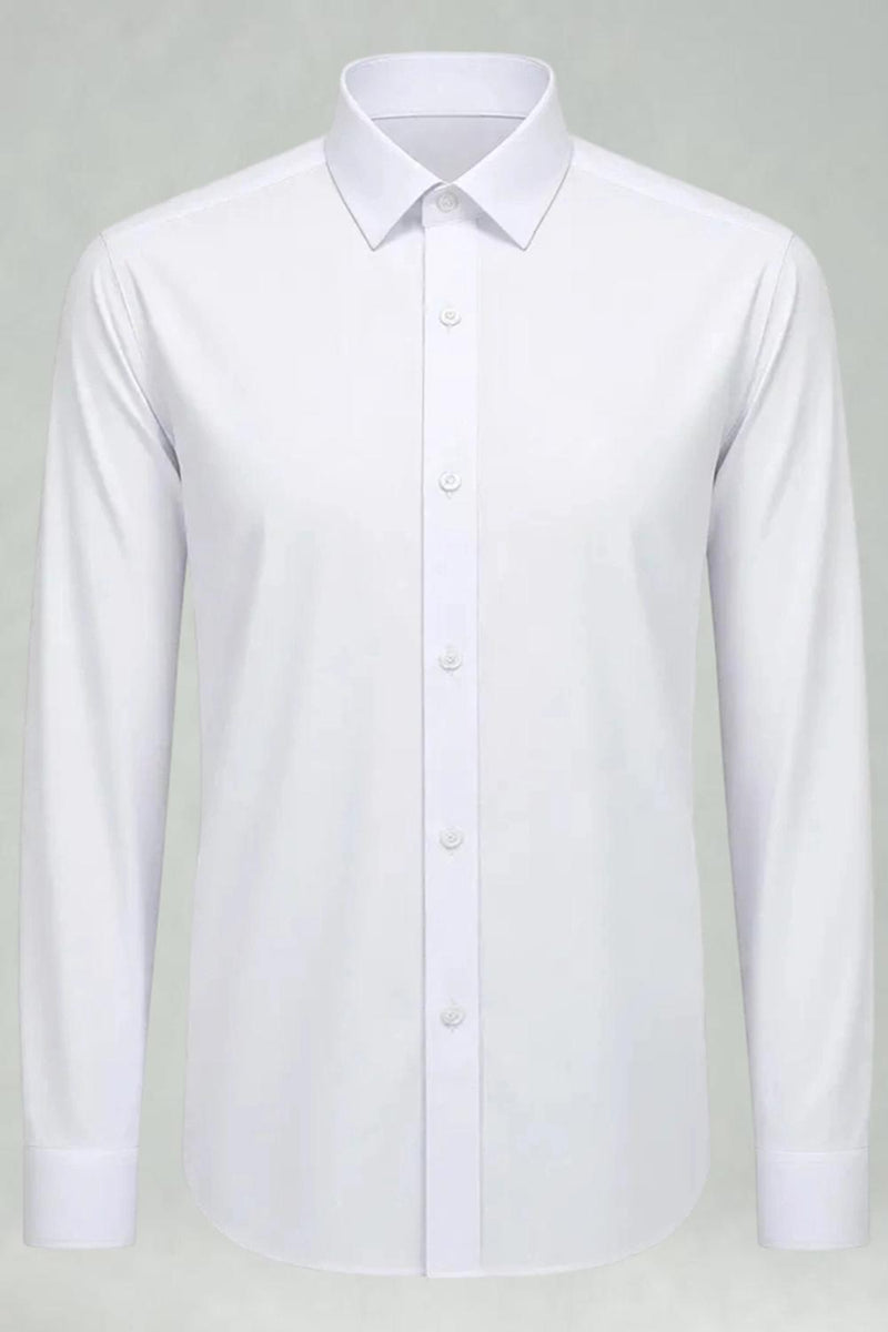 Laden Sie das Bild in den Galerie-Viewer, Weißes Klassisches Slim Fit Herrenhemd mit festem Spitzkragen