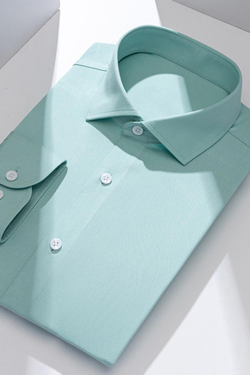 Laden Sie das Bild in den Galerie-Viewer, Herrenhemd Himmelblau Einfarbig Langärmel Anzug Hemd