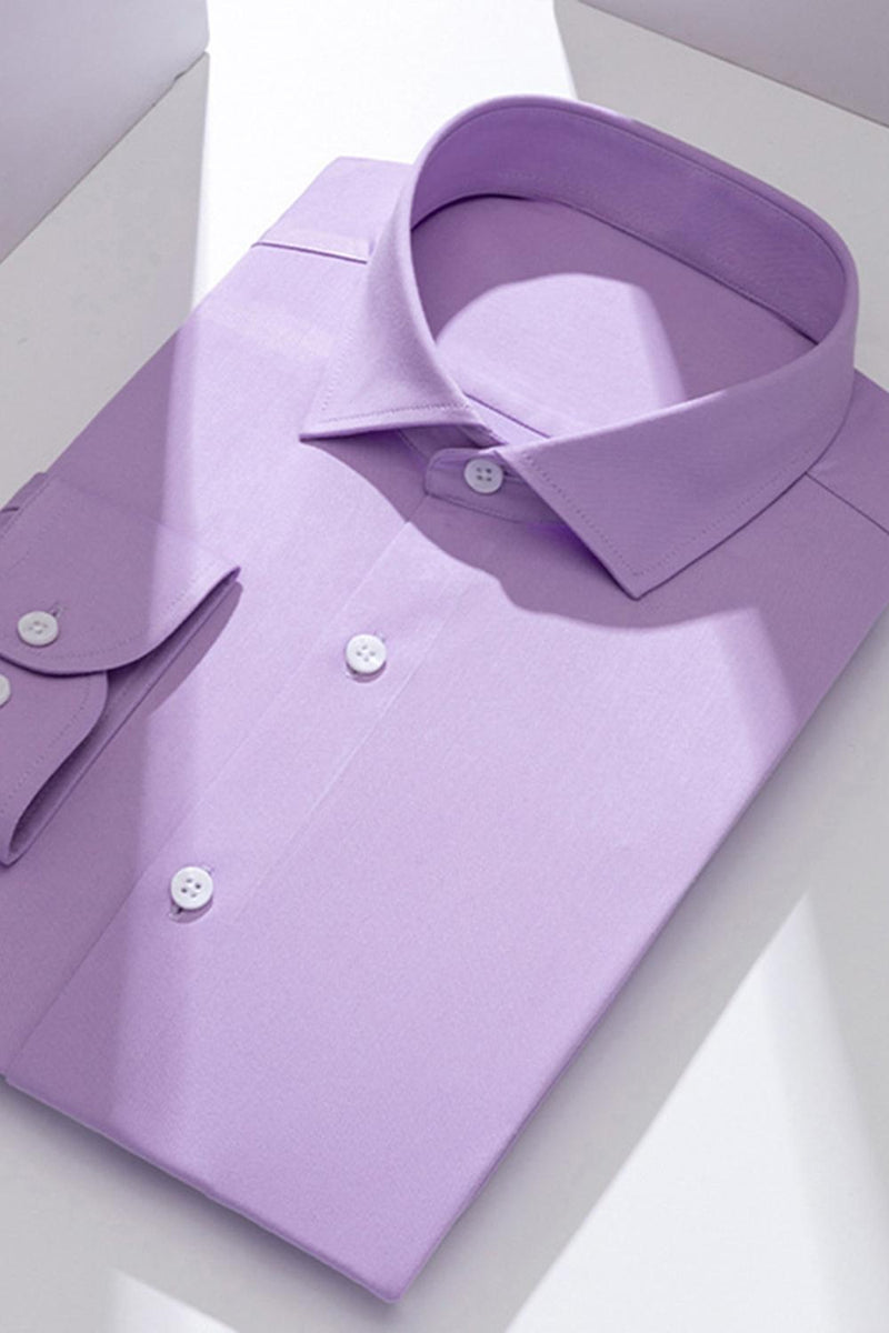 Laden Sie das Bild in den Galerie-Viewer, Herrenhemd Himmelblau Einfarbig Langärmel Anzug Hemd