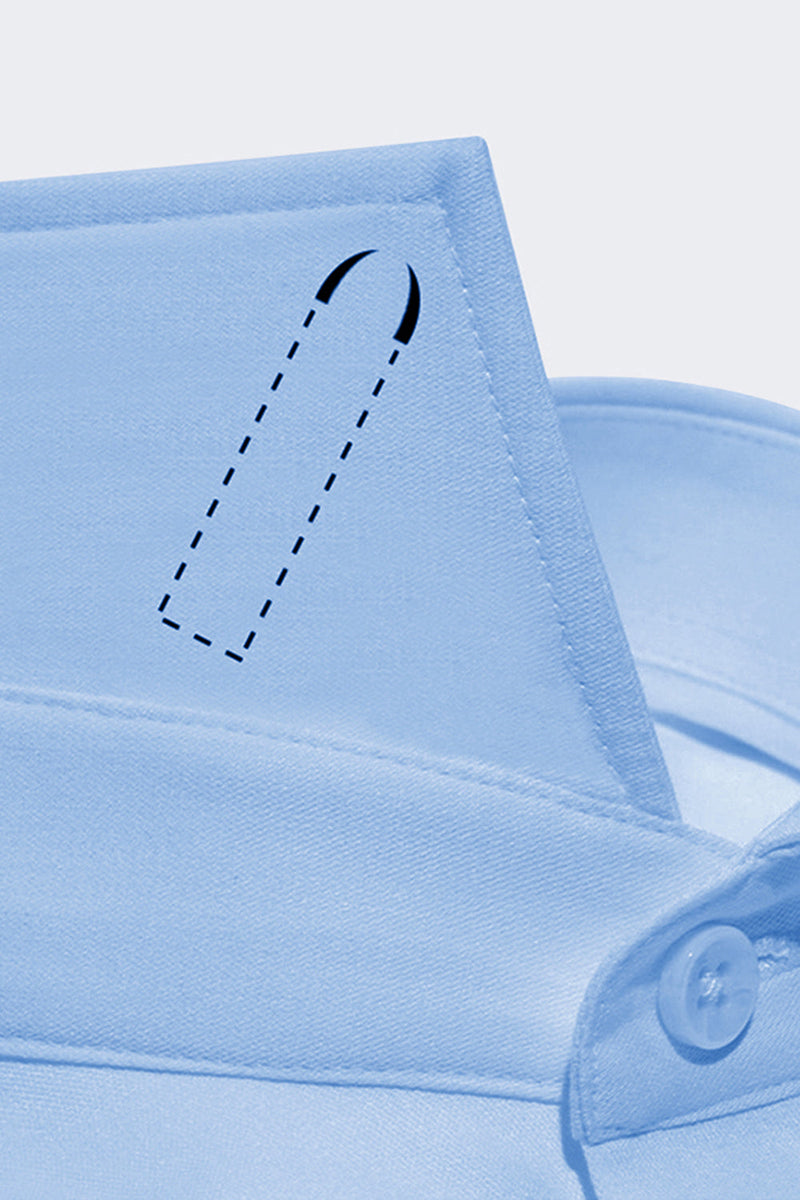 Laden Sie das Bild in den Galerie-Viewer, Herrenhemd Himmelblau Einfarbig Langärmel Anzug Hemd