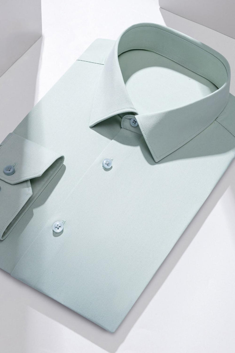 Laden Sie das Bild in den Galerie-Viewer, Weißes Einfarbiges Klassisches Herren Hemd mit langen Ärmeln