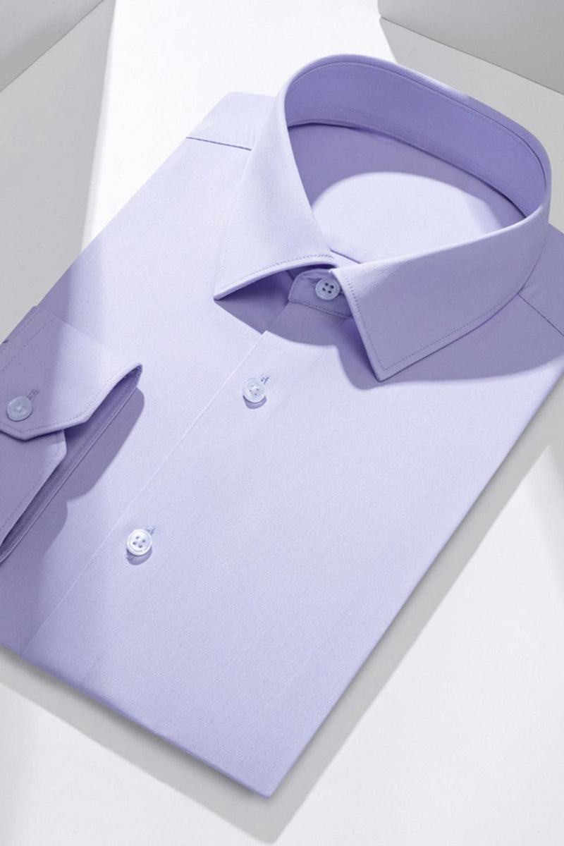 Laden Sie das Bild in den Galerie-Viewer, Weißes Einfarbiges Klassisches Herren Hemd mit langen Ärmeln