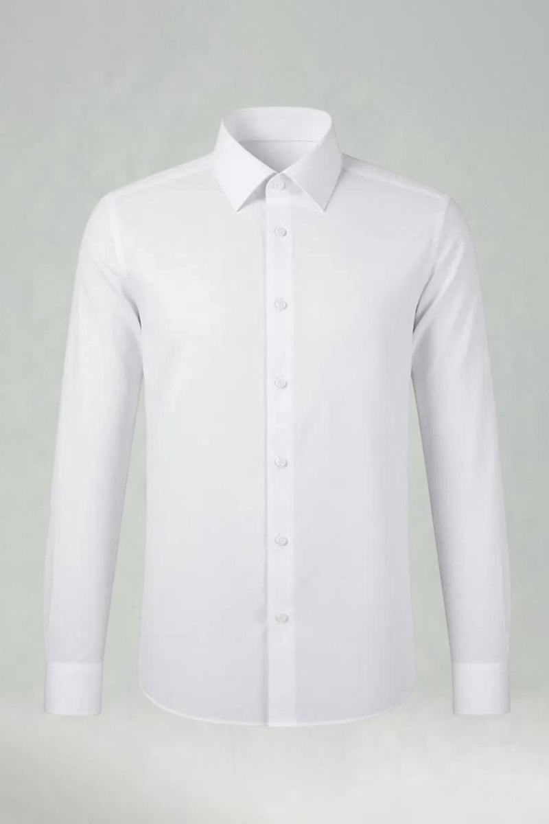 Laden Sie das Bild in den Galerie-Viewer, Weißes Einfarbiges Klassisches Herren Hemd mit langen Ärmeln