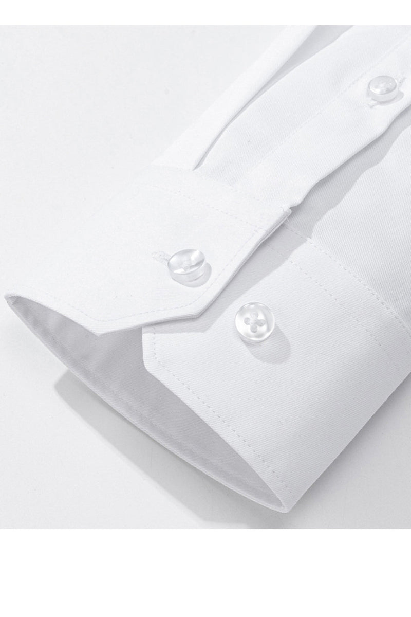 Laden Sie das Bild in den Galerie-Viewer, Weißes Einfarbiges Klassisches Herren Hemd mit langen Ärmeln