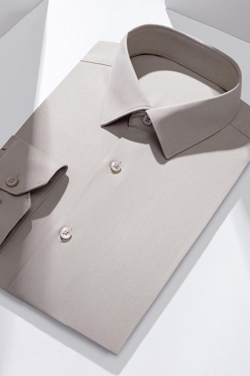 Laden Sie das Bild in den Galerie-Viewer, Weißes Einfarbiges Klassisches Herren Hemd mit langen Ärmeln