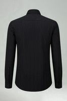 Laden Sie das Bild in den Galerie-Viewer, Weiß Streifen Slim Fit Langarm Shirt Herrenanzüge