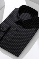 Laden Sie das Bild in den Galerie-Viewer, Weiß Streifen Slim Fit Langarm Shirt Herrenanzüge