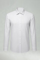 Laden Sie das Bild in den Galerie-Viewer, Weiß Streifen Slim Fit Langarm Shirt Herrenanzüge