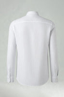 Laden Sie das Bild in den Galerie-Viewer, Weiß Streifen Slim Fit Langarm Shirt Herrenanzüge