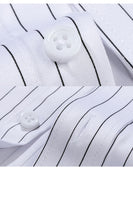 Laden Sie das Bild in den Galerie-Viewer, Weiß Streifen Slim Fit Langarm Shirt Herrenanzüge