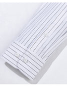 Laden Sie das Bild in den Galerie-Viewer, Weiß Streifen Slim Fit Langarm Shirt Herrenanzüge