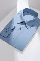 Laden Sie das Bild in den Galerie-Viewer, Herren mit blaugrauem Spitzem Kragen und Langärmligem Anzug Hemd