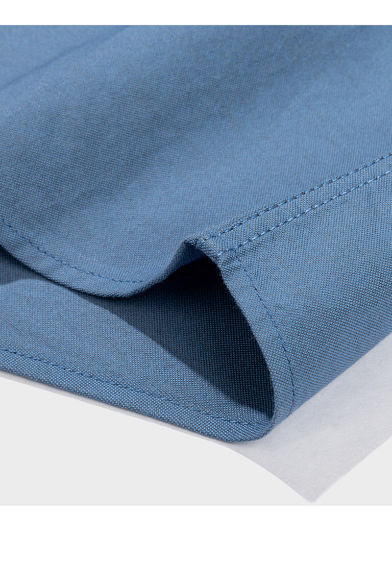 Laden Sie das Bild in den Galerie-Viewer, Blaugrau Slim Fit Langärmeliger Einfarbter Herrenanzug Hemd