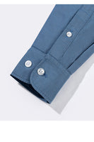 Laden Sie das Bild in den Galerie-Viewer, Blaugrau Slim Fit Langärmeliger Einfarbter Herrenanzug Hemd