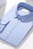 Laden Sie das Bild in den Galerie-Viewer, Blaugrau Slim Fit Langärmeliger Einfarbter Herrenanzug Hemd