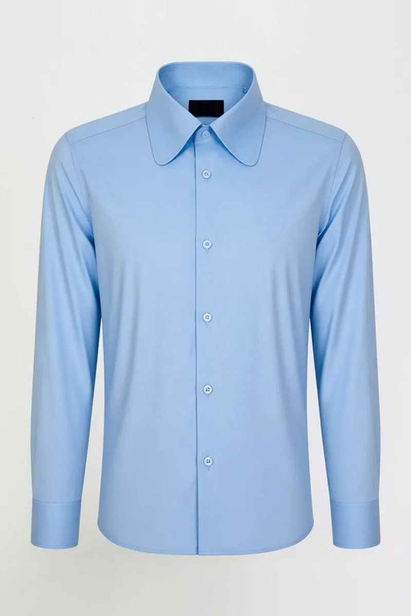 Laden Sie das Bild in den Galerie-Viewer, Weißes Einfarbiges Langärmliges Slim Fit Herrenhemd