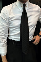 Laden Sie das Bild in den Galerie-Viewer, Weißes Einfarbiges Langärmliges Slim Fit Herrenhemd