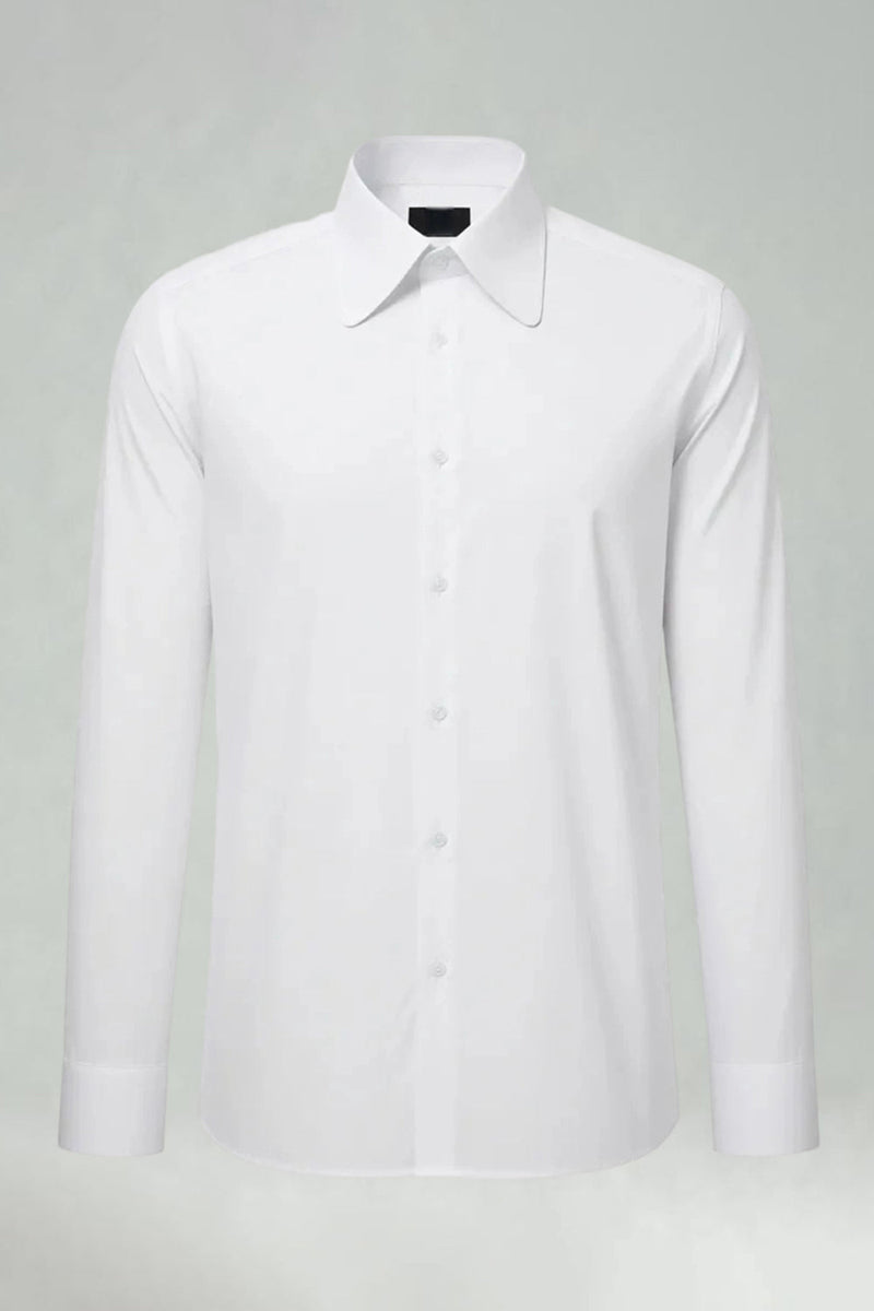 Laden Sie das Bild in den Galerie-Viewer, Weißes Einfarbiges Langärmliges Slim Fit Herrenhemd