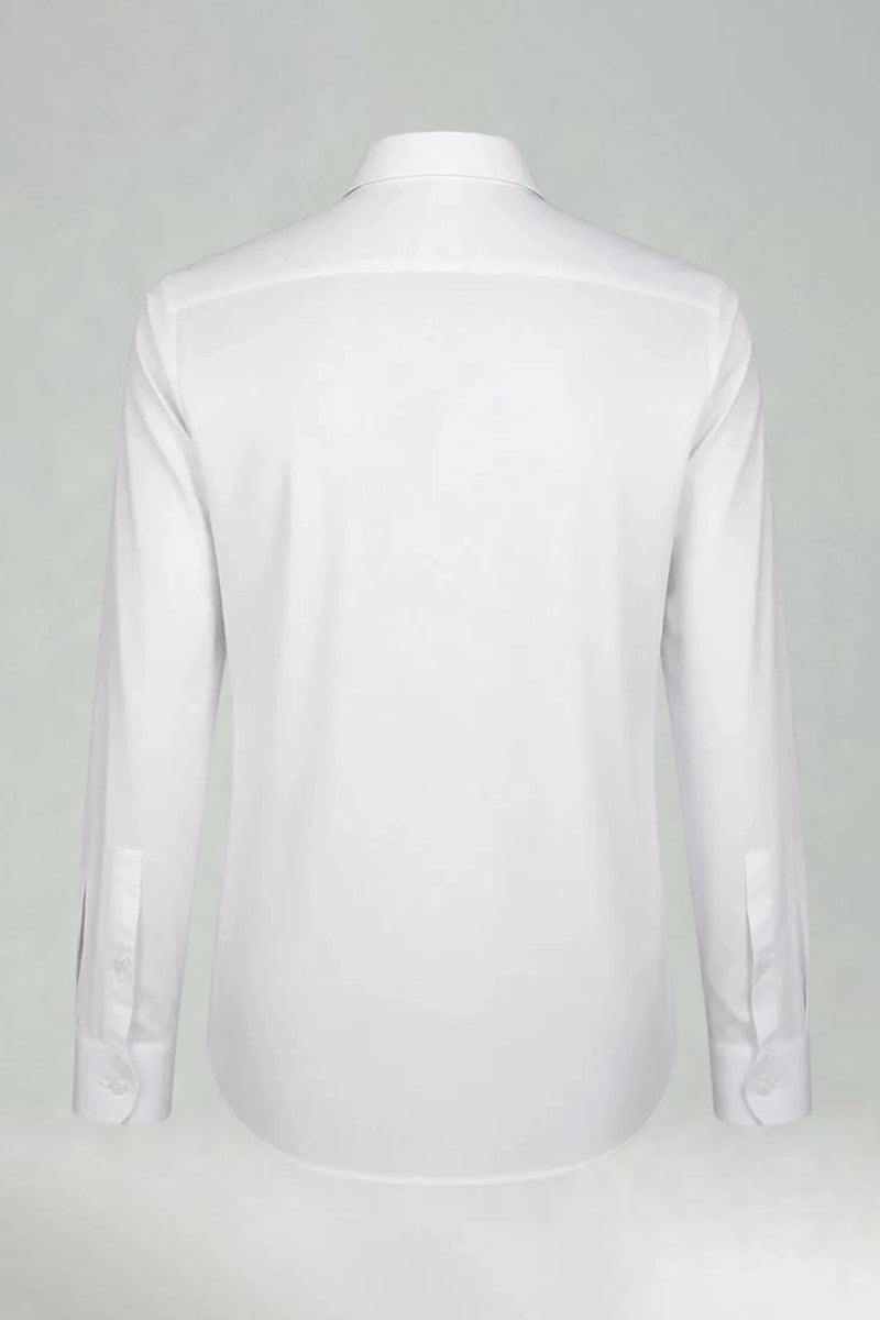 Laden Sie das Bild in den Galerie-Viewer, Weißes Einfarbiges Langärmliges Slim Fit Herrenhemd