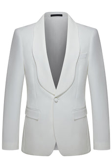 2-teilige Weiße Shawl Revers Herren Hochzeitsanzüge