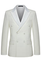 Laden Sie das Bild in den Galerie-Viewer, Weiße Zweiteilige Doppelreihige Herrenanzüge mit Revers