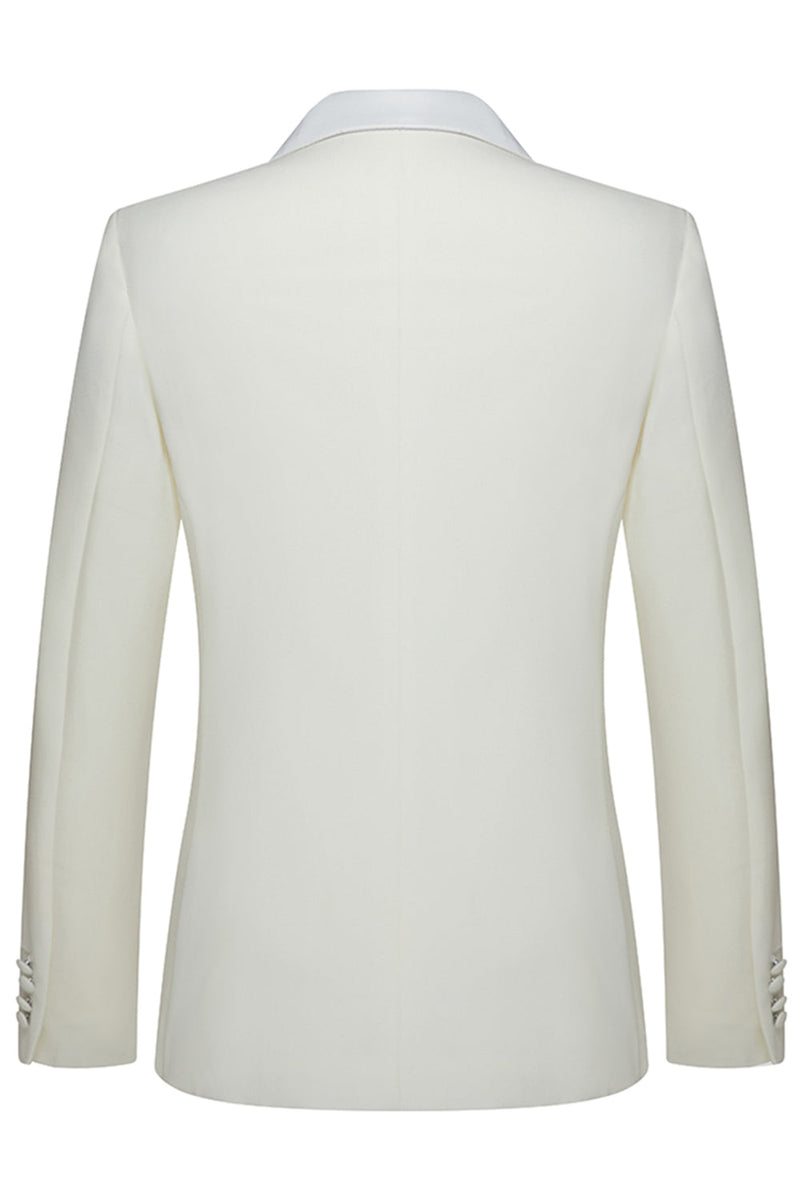 Laden Sie das Bild in den Galerie-Viewer, Weiße Zweiteilige Doppelreihige Herrenanzüge mit Revers