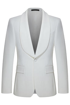 Schal Revers 3-teilige Weiße Herren Hochzeitsanzüge mit einem Knopf