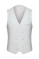 Laden Sie das Bild in den Galerie-Viewer, Schal Revers 3-teilige Weiße Herren Hochzeitsanzüge mit einem Knopf