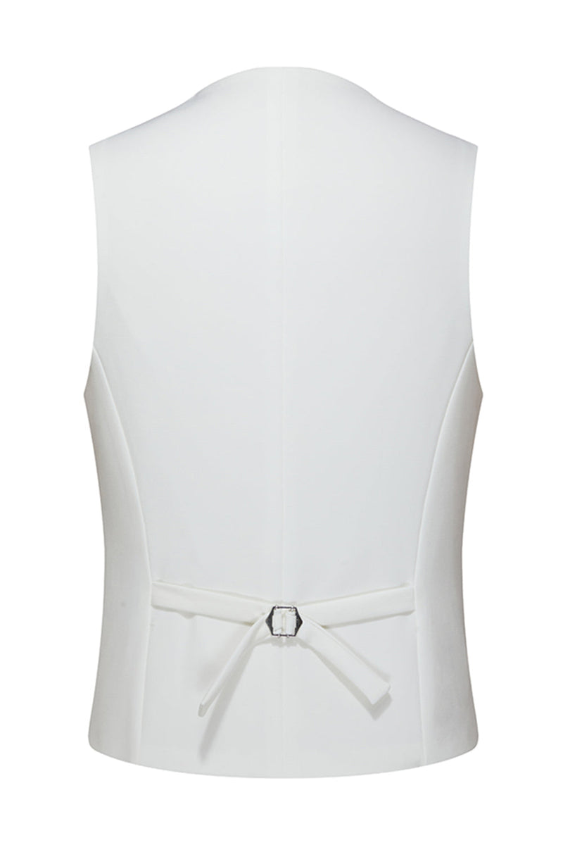 Laden Sie das Bild in den Galerie-Viewer, Schal Revers 3-teilige Weiße Herren Hochzeitsanzüge mit einem Knopf