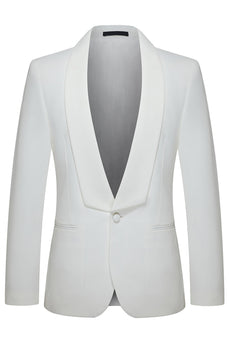 Slim Fit weiße Schal Revers 3-teilige Herren Hochzeitsanzüge