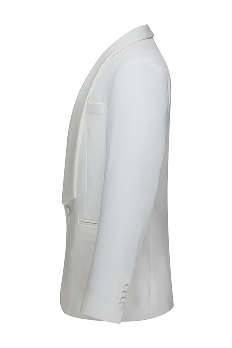 Laden Sie das Bild in den Galerie-Viewer, Slim Fit weiße Schal Revers 3-teilige Herren Hochzeitsanzüge