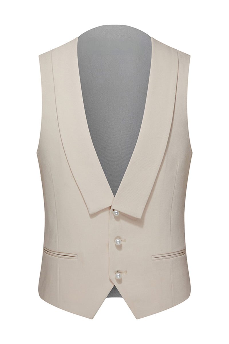 Laden Sie das Bild in den Galerie-Viewer, Slim Fit weiße Schal Revers 3-teilige Herren Hochzeitsanzüge