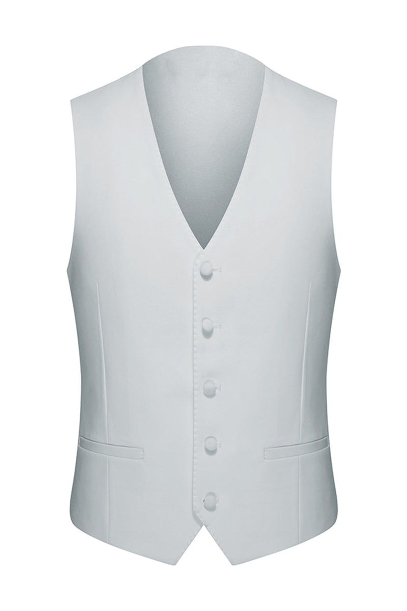 Laden Sie das Bild in den Galerie-Viewer, Peak Revers 3-teilige Weiße Herren Hochzeitsanzüge mit einem Knopf