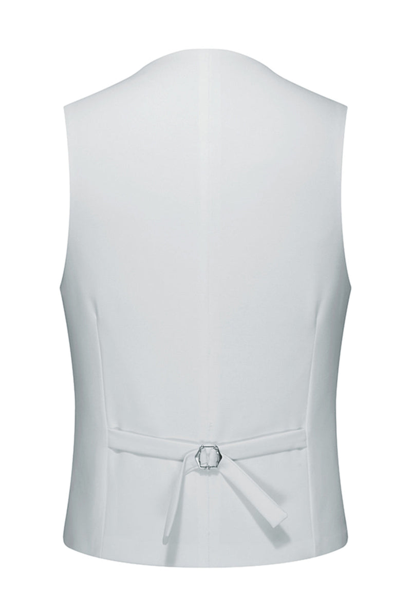 Laden Sie das Bild in den Galerie-Viewer, Peak Revers 3-teilige Weiße Herren Hochzeitsanzüge mit einem Knopf