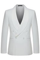 Laden Sie das Bild in den Galerie-Viewer, Weiße Zweiteilige Herrenschal Revers Doppelreihige Hochzeitsanzüge