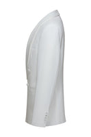 Laden Sie das Bild in den Galerie-Viewer, Weiße Zweiteilige Herrenschal Revers Doppelreihige Hochzeitsanzüge