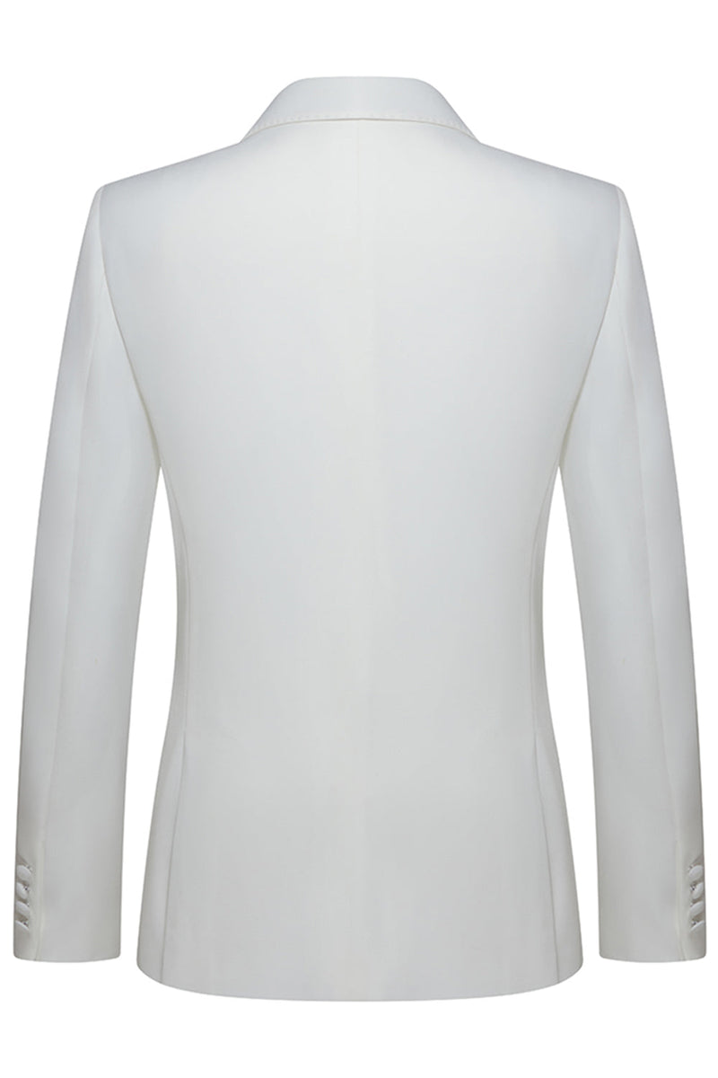 Laden Sie das Bild in den Galerie-Viewer, Zweiteilige Weiße Einreihige Herren Hochzeitsanzüge mit gekartetem Revers