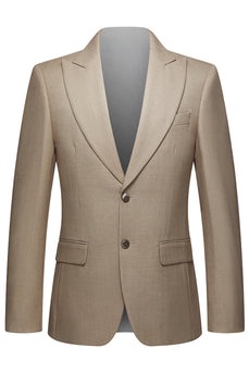 Khaki Kaffee Peak Revers Einreihige Herren 3-teilige Anzüge