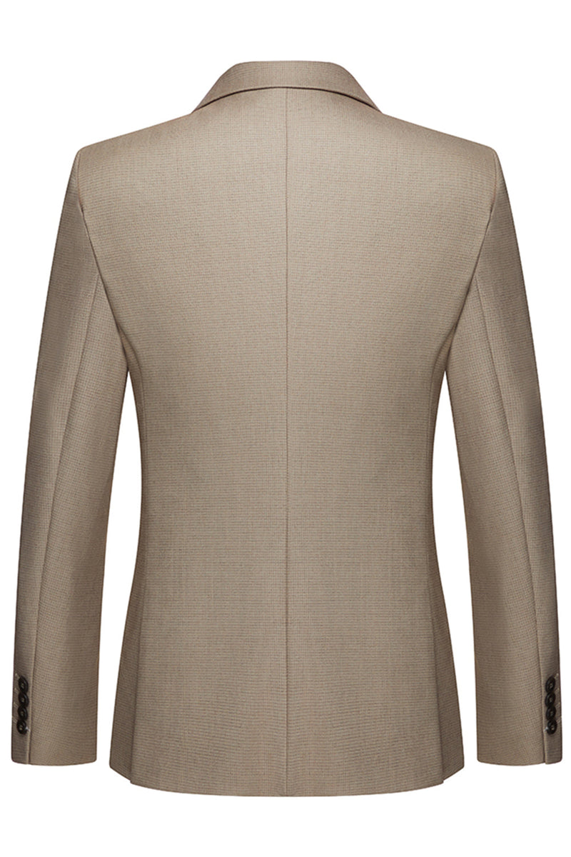 Laden Sie das Bild in den Galerie-Viewer, Khaki Kaffee Peak Revers Einreihige Herren 3-teilige Anzüge