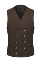 Laden Sie das Bild in den Galerie-Viewer, Khaki Kaffee Peak Revers Einreihige Herren 3-teilige Anzüge