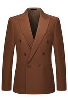 Laden Sie das Bild in den Galerie-Viewer, 2-teilige Peak Revers Slim Fit Doppelreihige Khaki Herrenanzüge