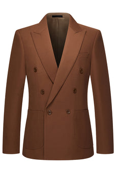 2-teilige Peak Revers Slim Fit Doppelreihige Khaki Herrenanzüge