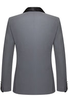 Laden Sie das Bild in den Galerie-Viewer, Graue Slim Fit Schal Revers Zweiteilige Herrenanzüge