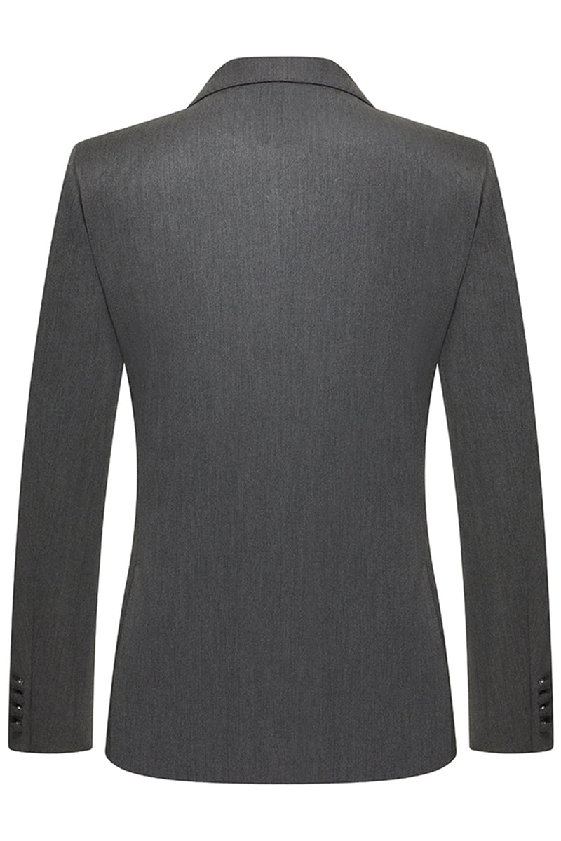 Laden Sie das Bild in den Galerie-Viewer, 3-teilige Graue Herrenanzüge mit Knotenrevers