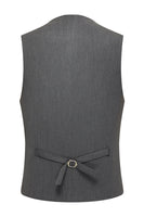 Laden Sie das Bild in den Galerie-Viewer, 3-teilige Graue Herrenanzüge mit Knotenrevers