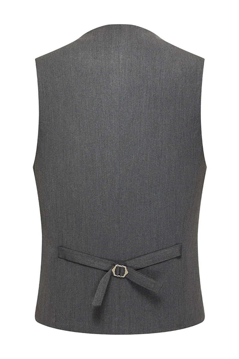 Laden Sie das Bild in den Galerie-Viewer, 3-teilige Graue Herrenanzüge mit Knotenrevers